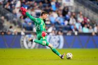 May 15, 2024: New York City FC Goalie Matthew Freese (49) kicks the ball during the first half of an MLS match against the Philadelphia Union at Subaru Park in Chester, Pennsylvania. Kyle Rodden\/CSM (Credit Image: Â Kyle Rodden\/Cal Sport Media