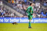 May 15, 2024: A raccoon runs past New York City FC Goalie Matthew Freese (49) during the first half of an MLS match between the Philadelphia Union and New York City FC at Subaru Park in Chester, Pennsylvania. Kyle Rodden/CSM (Credit Image: Â Kyle Rodden/Cal Sport Media