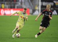 May 15, 2024: New York Red Bulls Forward (17) Cameron Harper tries to get away from D.C. United Defender (4) Matti Peltola during an MLS soccer match between the D.C. United and the New York Red Bulls at Audi Field in Washington DC. Justin Cooper/CSM (Credit Image: Â Justin Cooper/Cal Sport Media