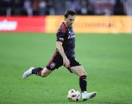 May 15, 2024: D.C. United Midfielder (8) Jared Stroud kicks the ball during an MLS soccer match between the D.C. United and the New York Red Bulls at Audi Field in Washington DC. Justin Cooper/CSM (Credit Image: Â Justin Cooper/Cal Sport Media