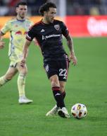 May 15, 2024: D.C. United Defender (22) Aaron Herrera passes the ball during an MLS soccer match between the D.C. United and the New York Red Bulls at Audi Field in Washington DC. Justin Cooper/CSM (Credit Image: Â Justin Cooper/Cal Sport Media