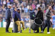 May 15, 2024: Grounds crew capture a raccoon on the field during the first half of an MLS match between the Philadelphia Union and New York City FC at Subaru Park in Chester, Pennsylvania. Kyle Rodden/CSM (Credit Image: Â Kyle Rodden/Cal Sport Media