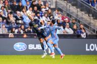 May 15, 2024: Philadelphia Union Defender Kai Wagner (27) heads the ball during the second half of an MLS match against the New York City FC at Subaru Park in Chester, Pennsylvania. Kyle Rodden/CSM (Credit Image: Â Kyle Rodden/Cal Sport Media