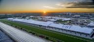 May 16, 2024, Baltimore, Md, USA: The sun rises during morning workouts at Pimlico Race Course as horses exercise for Preakness Week stakes races in Baltimore, Maryland on May 16, 2024. Scott Serio//Eclipse Sportswire/CSM(Credit Image: Scott Serio/Cal Sport Media