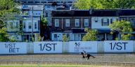 May 16, 2024, Baltimore, Md, USA: Just Steel exercises during morning workouts at Pimlico Race Course as horses exercise for Preakness Week stakes races in Baltimore, Maryland on May 16, 2024. Scott Serio\/\/Eclipse Sportswire\/CSM(Credit Image: Scott Serio\/Cal Sport Media