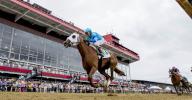 May 17, 2024, Baltimore, Md, USA: Gun Song (5), ridden by John Velazquez, wins the Black-Eyed Stakes on Black-Eyed Susan Stakes Day at Pimlico Race Course in Baltimore, Maryland on May 17, 2024. Alex Evers\/Eclipse Sportswire\/CSM(Credit Image: Alex Evers\/Cal Sport Media
