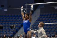 May 17, 2024: Gymnast GABBY DOUGLAS during podium training for the 2024 Core Hydration Classic. The event is being held at the XL Center in Hartford, CT. Melissa J. Perenson\/CSM (Credit Image: Â Melissa J. Perenson\/Cal Sport Media