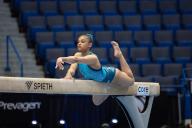May 17, 2024: Gymnast TIANA SUMANASEKERA during podium training for the 2024 Core Hydration Classic. The event is being held at the XL Center in Hartford, CT. Melissa J. Perenson\/CSM (Credit Image: Â Melissa J. Perenson\/Cal Sport Media