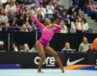 May 18, 2024: Simone Biles competeson the floor exercise during the 2024 Core Hydration Classic at the XL Center in Hartford, CT. Kyle Okita/CSM (Credit Image: Â Kyle Okita/Cal Sport Media