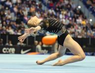 May 18, 2024: Jade Carey competes on the floor exercise during the 2024 Core Hydration Classic at the XL Center in Hartford, CT. Kyle Okita/CSM (Credit Image: Â Kyle Okita/Cal Sport Media