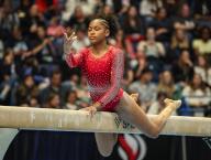 May 18, 2024: Skye Blakely of WOGA competes on the balance beam during the 2024 Core Hydration Classic at the XL Center in Hartford, CT. Kyle Okita/CSM (Credit Image: Â Kyle Okita/Cal Sport Media