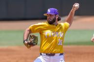 May 18, 2024: LSU pitcher Nate Ackenhausen (30) delivers a pitch to home plate during NCAA Baseball action between the Ole Miss Rebels and the LSU Tigers at Alex Box Stadium, Skip Bertman Field in Baton Rouge, LA. Jonathan Mailhes/CSM (Credit Image: Â Jonathan Mailhes/Cal Sport Media
