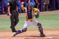 May 18, 2024: LSU catcher Alex Milazzo (7) makes a throw to second base during NCAA Baseball action between the Ole Miss Rebels and the LSU Tigers at Alex Box Stadium, Skip Bertman Field in Baton Rouge, LA. Jonathan Mailhes/CSM (Credit Image: Â Jonathan Mailhes/Cal Sport Media
