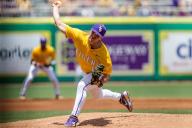 May 18, 2024: LSU starting pitcher Samuel Dutton (17) delivers a pitch to the plate during NCAA Baseball action between the Ole Miss Rebels and the LSU Tigers at Alex Box Stadium, Skip Bertman Field in Baton Rouge, LA. Jonathan Mailhes/CSM (Credit Image: Â Jonathan Mailhes/Cal Sport Media