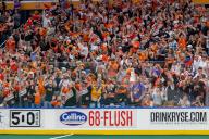 May 18th, 2024: Buffalo Bandits fans celebrate a goal during a game against the Albany Firewolves. The Buffalo Bandits hosted the Albany Firewolves in Game 2 of the National Lacrosse League Finals at KeyBank Center in Buffalo, New York. (Jonathan Tenca/CSM) (Credit Image: Â Jonathan Tenca/Cal Sport Media