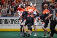 May 18th, 2024: Buffalo Bandits forward Josh Byrne (22) celebrates a goal in the second quarter against the Albany Firewolves. The Buffalo Bandits hosted the Albany Firewolves in Game 2 of the National Lacrosse League Finals at KeyBank Center in Buffalo, New York. (Jonathan Tenca/CSM) (Credit Image: Â Jonathan Tenca/Cal Sport Media