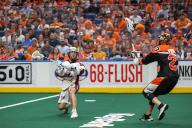 May 18th, 2024: Albany Firewolves forward Alex Simmons (6) runs in the third quarter against the Buffalo Bandits. The Buffalo Bandits hosted the Albany Firewolves in Game 2 of the National Lacrosse League Finals at KeyBank Center in Buffalo, New York. (Jonathan Tenca/CSM) (Credit Image: Â Jonathan Tenca/Cal Sport Media