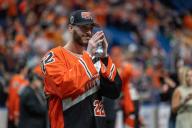 May 18th, 2024: Buffalo Bandits forward Josh Byrne (22) celebrates the NLL Championship after defeating the Albany Firewolves. The Buffalo Bandits hosted the Albany Firewolves in Game 2 of the National Lacrosse League Finals at KeyBank Center in Buffalo, New York. (Jonathan Tenca/CSM) (Credit Image: Â Jonathan Tenca/Cal Sport Media