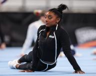 May 31, 2024: Simone Biles warms up prior to the second session of the Woman\'s Day 1 of the 2024 U.S. Gymnastics Championships at Dickies Arena in Fort Worth, TX. Kyle Okita\/CSM (Credit Image: Â Kyle Okita\/Cal Sport Media