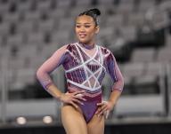 May 31, 2024: Sunisa Lee during warmups of the second session of the Woman\'s Day 1 of the 2024 U.S. Gymnastics Championships at Dickies Arena in Fort Worth, TX. Kyle Okita\/CSM (Credit Image: Â Kyle Okita\/Cal Sport Media