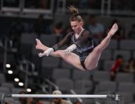 May 31, 2024: Ashlee Sullivan competes on the uneven parallel bars during the Woman\'s Day 1 of the 2024 U.S. Gymnastics Championships at Dickies Arena in Fort Worth, TX. Kyle Okita\/CSM (Credit Image: Â Kyle Okita\/Cal Sport Media