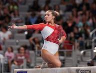 May 31, 2024: Lexi Zeiss competes on the balance beam during the Woman\'s Day 1 of the 2024 U.S. Gymnastics Championships at Dickies Arena in Fort Worth, TX. Kyle Okita\/CSM (Credit Image: Â Kyle Okita\/Cal Sport Media