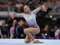 May 31, 2024: Hezly Rivera of WOGA competes on the floor exercise during the Woman\'s Day 1 of the 2024 U.S. Gymnastics Championships at Dickies Arena in Fort Worth, TX. Kyle Okita\/CSM (Credit Image: Â Kyle Okita\/Cal Sport Media