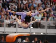 May 31, 2024: Skye Blakely of WOGA leaps into the air during the Woman\'s Day 1 of the 2024 U.S. Gymnastics Championships at Dickies Arena in Fort Worth, TX. Kyle Okita\/CSM (Credit Image: Â Kyle Okita\/Cal Sport Media