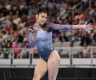 May 31, 2024: Kayla DiCello competes on the floor exercise during the Woman\'s Day 1 of the 2024 U.S. Gymnastics Championships at Dickies Arena in Fort Worth, TX. Kyle Okita\/CSM (Credit Image: Â Kyle Okita\/Cal Sport Media