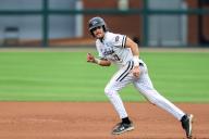 June 2, 2024: Southeast Missouri State base runner Josh Cameron #17 heads off first base heading to second..Kansas State defeated Southeast Missouri State 7-2 in Fayetteville, AR. Richey Miller/CSM(Credit Image: Richey Miller/Cal Sport Media