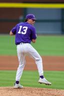 June 2, 2024: Kansas State pitcher Cole Wisenbaker #13 raises his leg to start his wind up on the mound. Kansas State defeated Southeast Missouri State 7-2 in Fayetteville, AR. Richey Miller/CSM(Credit Image: Richey Miller/Cal Sport Media
