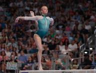 June 2, 2024: Dulcy Caylor competes on the balance beam during the Woman