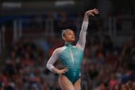 June 2, 2024: Tiana Sumanasekera competes on the balance beam during the Woman