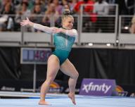 June 2, 2024: Joscelyn Roberson on the floor exercise during the Woman