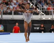 June 2, 2024: Simone Biles on the floor exercise during the Woman
