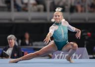 June 2, 2024: Reese Esponda competes on the floor exercise during the Woman