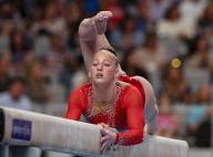 June 2, 2024: Eveylynn Lowe competes on the balance beam during the Woman