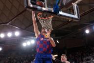 BARCELONA, SPAIN - JANUARY 30: Pierre Oriola of FC Barcelona in action during the EuroLeague basketball match played between FC Barcelona Lassa and Zenit St Petersburg at Palau Blaugrana on January 30, 2020 in Barcelona, Spain. (Photo by DAX/ESPA-Images)