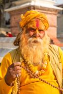 A sadhu, Hindu ascetic or holy man in Hanuman Dhoka Durbar Square in Kathmandu, Nepal