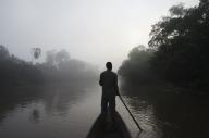 Poling on the Lekoli River, Congo