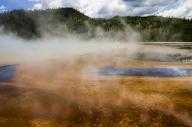 Spectacular Grand Prismatic Spring, one of the most dramatic of all thermal features in Yellowstone National Park, WY
