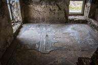 Floor mosaics dating to the third and fourth centuries in the Roman Baths; Garni, Azat Valley,