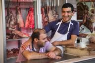 Butchers at the Shuka No. 2 food market; Yerevan,