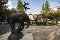 Gendrd II, bronze sculpture by Barry Flanagan on display at the Cafesjian Museum of Art in the Yerevan Cascade; Yerevan,