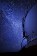 Hawaii, Big Island, Mauna Kea Summit, Keck Observatory At Night And The Milky Way, Low Light Exposure.