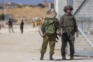 05 May 2024, Israel, Erez: Israeli military stand guard at Erez crossing on Gaza Border. Photo: Ilia Yefimovich\/dpa