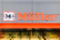 06 May 2024, Hesse, Maintal: View of the logo and lettering of a branch of the Müller drugstore chain. Three adopted children of drugstore entrepreneur Erwin Müller are demanding their compulsory portion of the inheritance and are therefore suing the 91-year-old and his wife Anita before the regional court. Photo: Lando Hass\/dpa