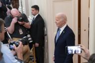 United States President Joe Biden arrives to present the Commander-in-Chief\u0092s Trophy to the United States Military Academy Army Black Knights at the White House in Washington, DC, May 6, 2024. Credit: Chris Kleponis \/ CNP