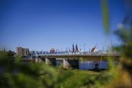 View of the Europa Bridge between Frankfurt an der Oder and Slubice. Slubice, 01.05.2024
