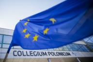 A flag of the European Union flies in front of the building of the Collegium Polonicum. S\u0098Çubice, 01.05.2024 Slubice, 01.05.2024